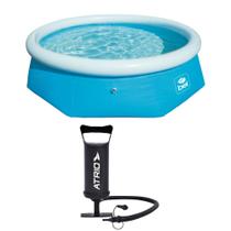 Kit Piscina Inflável Azul 2.700 L capacidade de até 3 Adultos + Bomba de Ar Manual