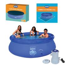 Kit Piscina Inflável Splash Fun 2400 L + Capa + Forro + Filtro - Mor