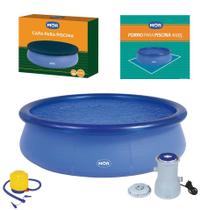 Kit Piscina Inflável Splash Fun 4600 Litros + Capa + Forro + Filtro + Inflador - Mor