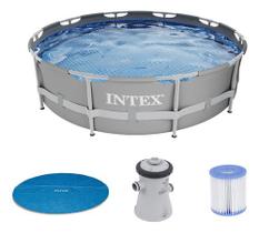 Kit Piscina Intex Pvc 4 Pessoas Bomba Refil Capa 4485 Litros