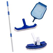 Kit Piscina Mini Aspirador Asa Delta Peneira Escova Cabo 1,5