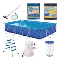 Kit Piscina Mor Premium Retangular 7600 Litros + Acessórios