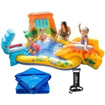 Kit Piscina Playground Dinossauro Intex 310 Litros com Bomba Manual e Forro de Proteção 3x2m Kit Piscina Playground Dinossauro Intex 310 Litros com Bomba Manual e Forro de Proteção 3x2m