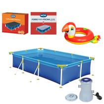 Kit Piscina Premium 2500 Litros Capa Forro Filtro Boia Inflável Infantil Animais - 220V Mor