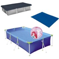 Kit Piscina Premium 3700 L + Capa e Forro Mor + Bola Inflavel Princesas