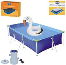 Kit Piscina Premium 3700 Litros Capa Forro Filtro 2200L/h Boia Cisne Branco - Mor