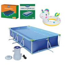 Kit Piscina Premium 5000 Litros Capa Forro Filtro Boia Inflável Infantil Animais - 220V Mor