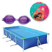 Kit Piscina Premium 6200 L+ Oculos Natacao Infantil Roxo + Bola 33 Cm Mor