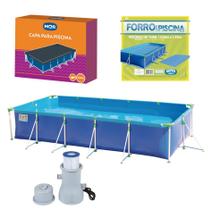 Kit Piscina Premium 7600 Litros + Filtro Bomba + Capa + Forro - Mor