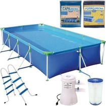 Kit Piscina Premium Mor Retangular 7600 Litros + Acessórios