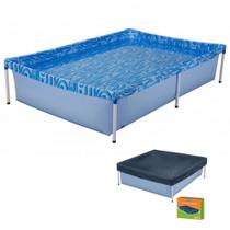 Kit Piscina Retangular 1000 Litros + Capa Piscina Mor