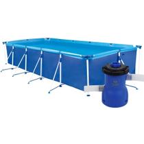Kit Piscina Retangular 7.600L e Bomba de Filtragem 2.006L por hora 110V