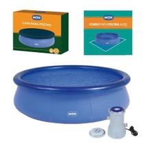 Kit Piscina Splash Fun 4600L + Capa Forro Filtro Mor - 110V