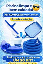 Kit Piscinas Aspirador Peneira Escova Mangueira Clorador adaptador e 2 ponteiras