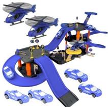 Kit Pista De Carrinhos Policia 6 Carrinhos Brinquedo Menino 75 Peças