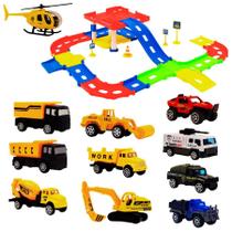 Kit Pista Estacionamento Caminhão Carros Trator Helicotero