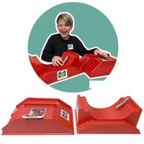 Kit Pista Skate De Dedo Glasslite Vermelha Mini Rampa Manobra Half Radical Lixa