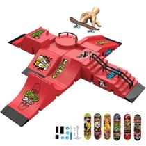 Kit Pista Skate Park Fingerboard Com Rampas e Skates de Dedo