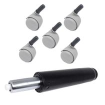 Kit Pistão a Gás + 5 Rodízios para Mocho Pvc com Bucha