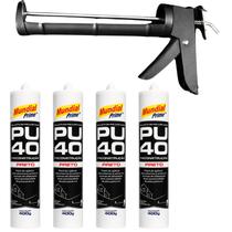 Kit Pistola Aplicadora Aeroflex 9 Pol com Selante PU40 Preto para Reformas Kit Pistola Aplicadora Aeroflex 9 Pol com Selante PU40 Preto para Reformas