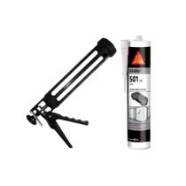 Kit Pistola Aplicadora de Silicone Cartucho Tytan 40852 + Selante Sika Sikaflex 501 LA Branco 400gr