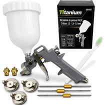 Kit Pistola De Pintura Hvlp Prof 5457 Titanium + 3 Bicos Cor Branca 05457 Kit Pistola De Pintura Hvlp Prof 5457 Titanium + 3 Bicos Cor Branca 05457