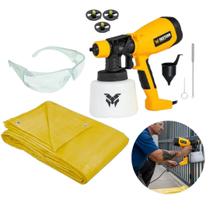 Kit Pistola de Pintura Pulverizadora HVLP Elétrica 550W 1400ml com Lona e acessórios Fasterr