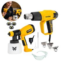 Kit Pistola de Pintura Pulverizadora HVLP Elétrica 550W 1400ml e Soprador térmico
