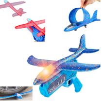 Kit Pistola Lanca Avioes + Avião Planador c/Led Voa Longe COR:AZUL