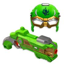 Kit Pistola Lançadora Dardos com Máscara - Verde Brinquedo Infantil