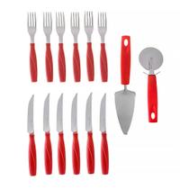 Kit Pizza Brinox 14 Peças Inox Vermelho