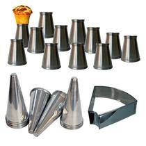 Kit Pizza Cone: 12 Suportes assar + 24 Cones 14cm + Faca
