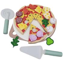 Kit Pizza de Brinquedo em Madeira 25 Peças para Montar e Brincar Montessori