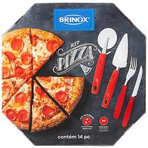 Kit Pizza em Aço Inox com 14 Peças - Brinox - VERMELHO