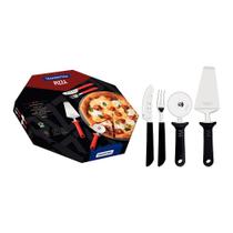 Kit Pizza em Inox e Cabos de Polipropileno Preto 14 Peças - Tramontina