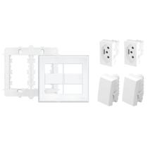 Kit Placa 4x4 + 2 Interruptores E 2 Tomadas 20a Evidence