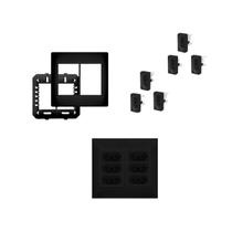 Kit Placa 4x4 C/ Suporte + 6 Tomadas 10a/250v Black Fame Kit Placa 4x4 C/ Suporte + 6 Tomadas 10a/250v Black Fame