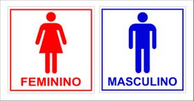 Kit Placa Banheiro 20x20cm Masculino/Feminino Pvc