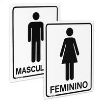 Kit Placa Banheiro Feminino Masculino Sanitário Sinalização