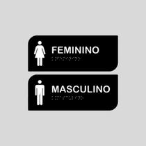 Kit Placa Banheiro Masculino E Feminino 20x8 cm PS 1mm