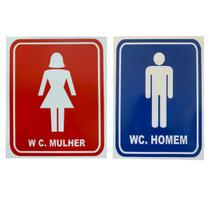 Kit Placa Banheiro Sinalização WC Feminino Masculino Kit Placa Banheiro Sinalização WC Feminino Masculino