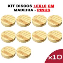 Kit Placa de Madeira Pinus Circular Premium 10cmx10cmx15mm - Artesanato - Chapa Natural - Painel Rústico - DIY - Decoração - Corte CNC - Pintura - Senhora Madeira