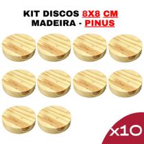 Kit Placa de Madeira Pinus Circular Premium 8cmx8cmx15mm - Artesanato - Chapa Natural - Painel Rústico - DIY - Decoração - Corte CNC - Pintura