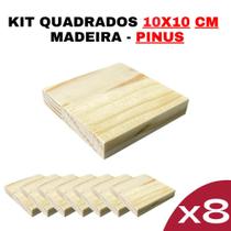 Kit Placa de Madeira Pinus Premium 10cmx10cmx15mm - Artesanato - Decoração - Chapa Natural - DIY - Ecológico - Painel Rústico - Corte CNC - Pintura - Senhora Madeira
