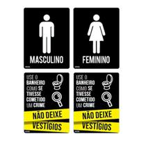 Kit Placa de Sinalização Banheiro Masculino, Feminino e Não deixe Vestígios - Império da Impressão