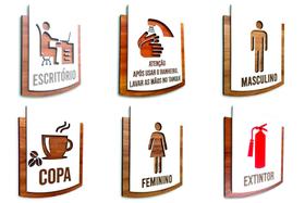 Kit Placa De Sinalização Com 6 Peças