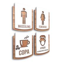 Kit Placa De Sinalização Ele - Ela - Copa - Máscara