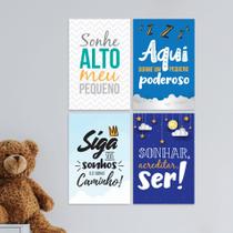 Kit Placa Decorativa MDF Frases Infantis 4un 30x40