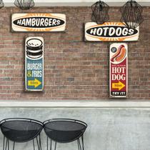 Kit Placa Decorativa MDF Lanche Vintage 4un Kit Placa Decorativa MDF Lanche Vintage 4un