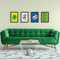 Kit Placa Decorativa MDF País do Futebol Verde Amarela 4un 3